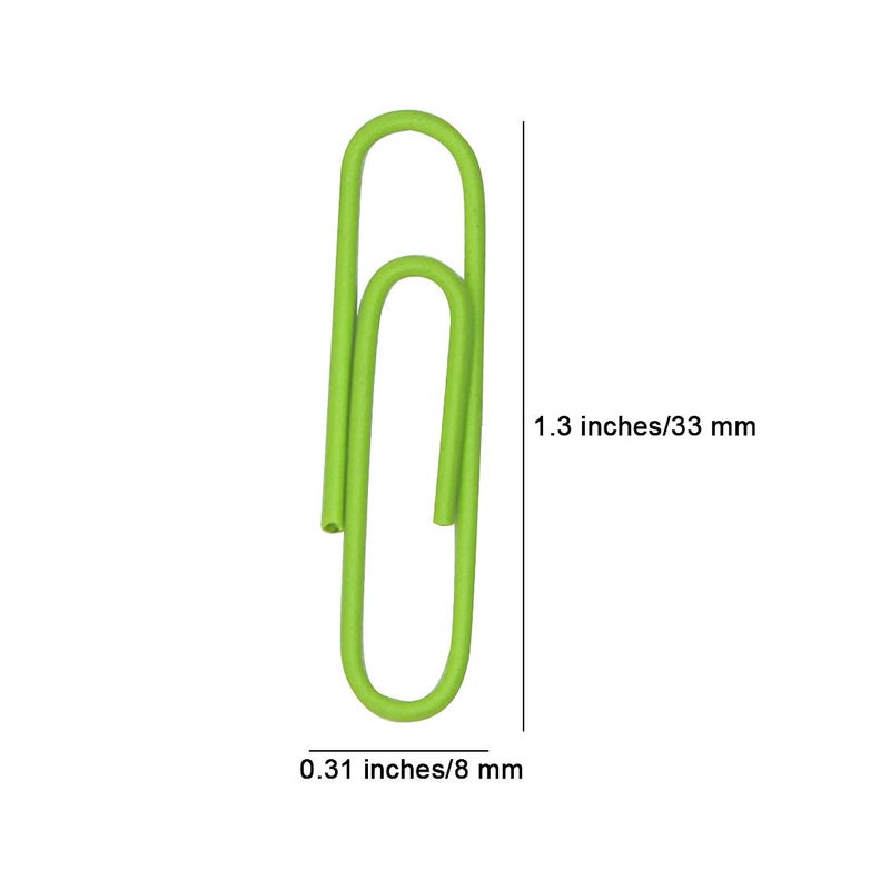 OLIREXD Small 300 Pack 33mm Paper Clips - Assorted Color Office Supply Accessories - Cute Paper Needle - Multicoloured Bookmark(Green) - Image 2